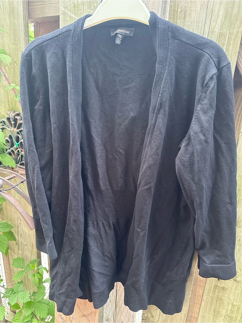 Chateau Black Open-Front Long Sleeve Cardigan XXL